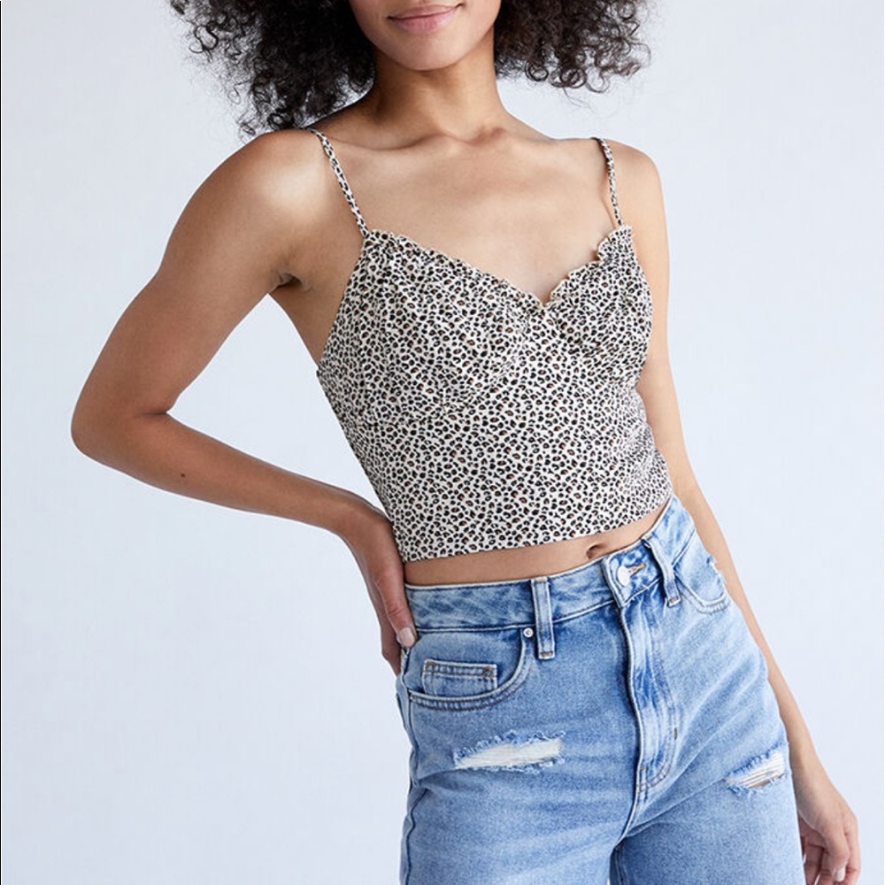 Pacsun Cheetah Print Ruffle Bustier Tank Top